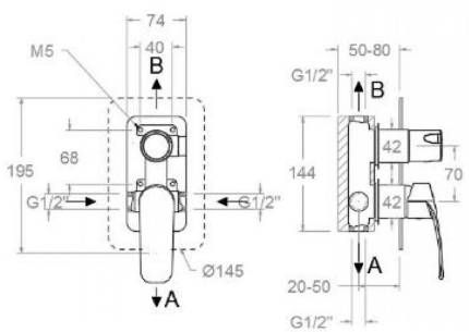 RAMON SOLER NEW FLY 2 way Shower Mixer (Matt Black)