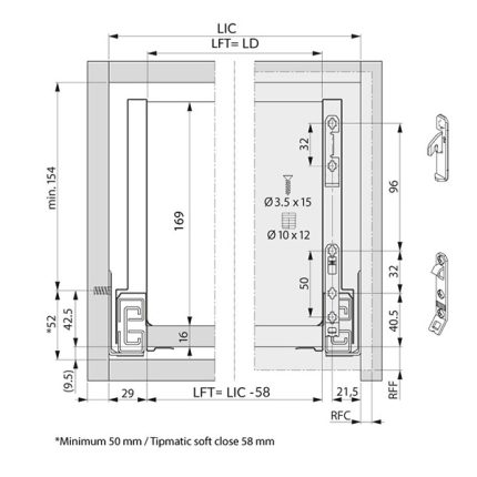 Nova Pro Scala Inner drawer H186, (Flat pack,Complete set)