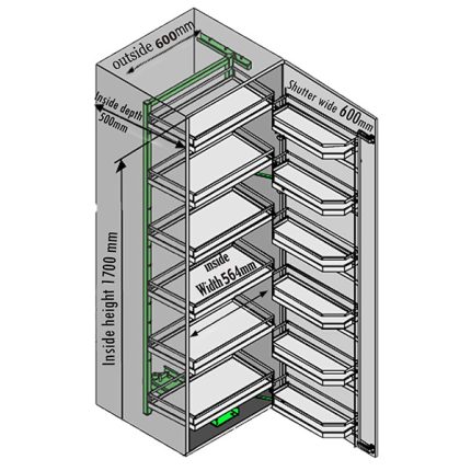 Kesseböhmer TANDEM Swivel Pullout-Wide 600mm (TALL UNIT)